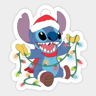 Stitch and Christmas light Sticker